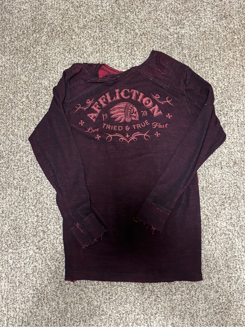 Vintage Y2K Affliction Reversible Thermal Long Sleeve
